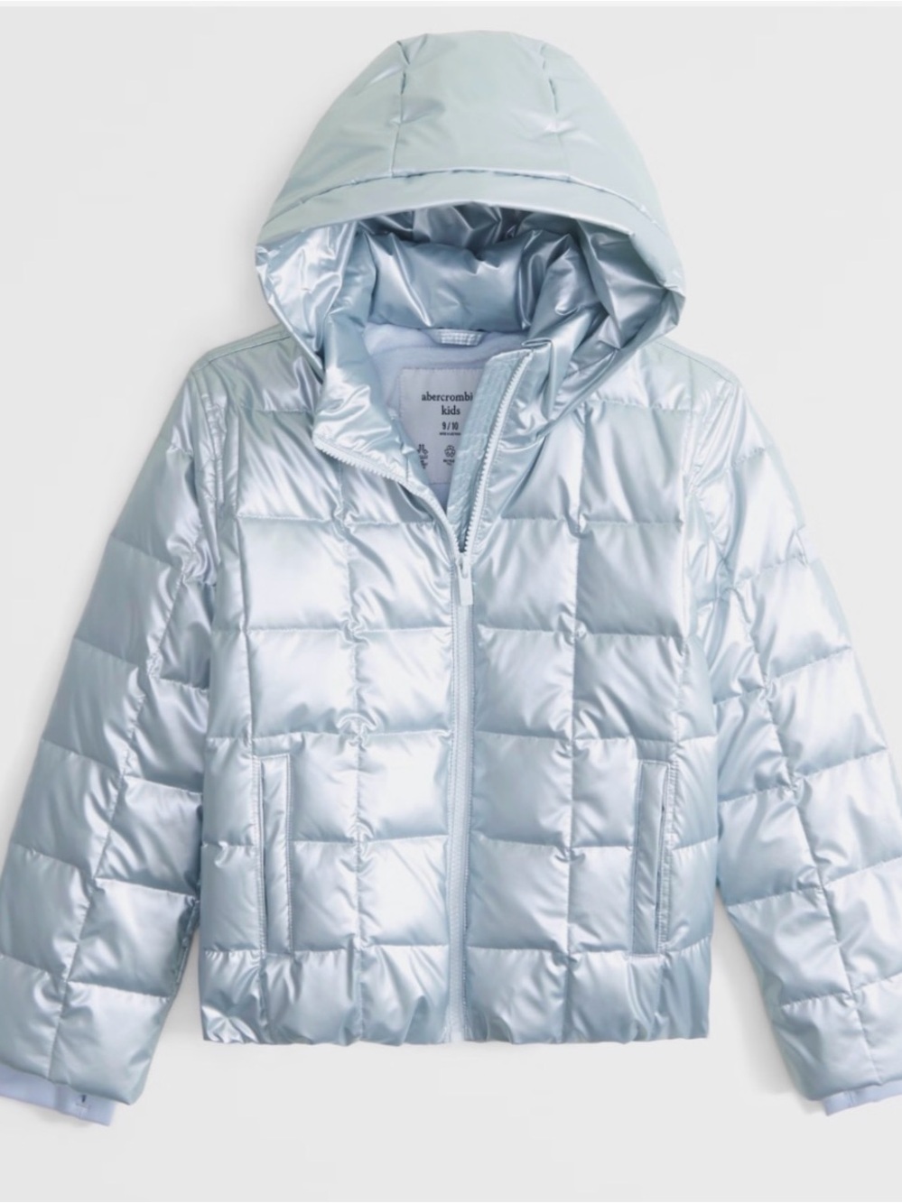 Abercrombie Kids Girls Performance Puffer Jacket Metallic Blue